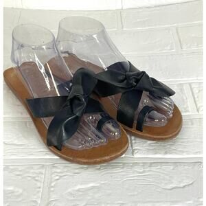 ANTONIO MELANI LOYREN BLACK BOW ONE TOE SANDALS SIZE 6.5
